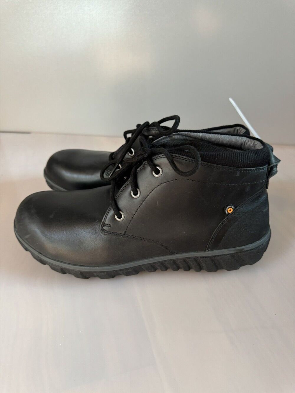 Bogs Classic Casual Men's 11 Triple Black Leather Lace Up Chukka Boots 72751-001